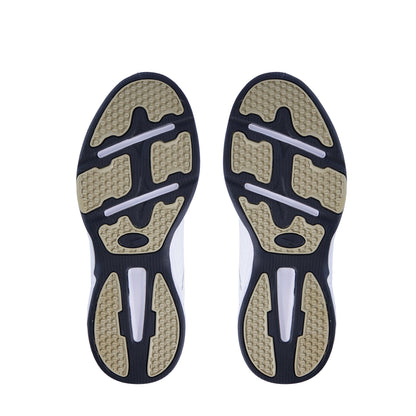 Defy Senior Leather V Strap Cross Trainer - White Navy - UrbanNest Co
