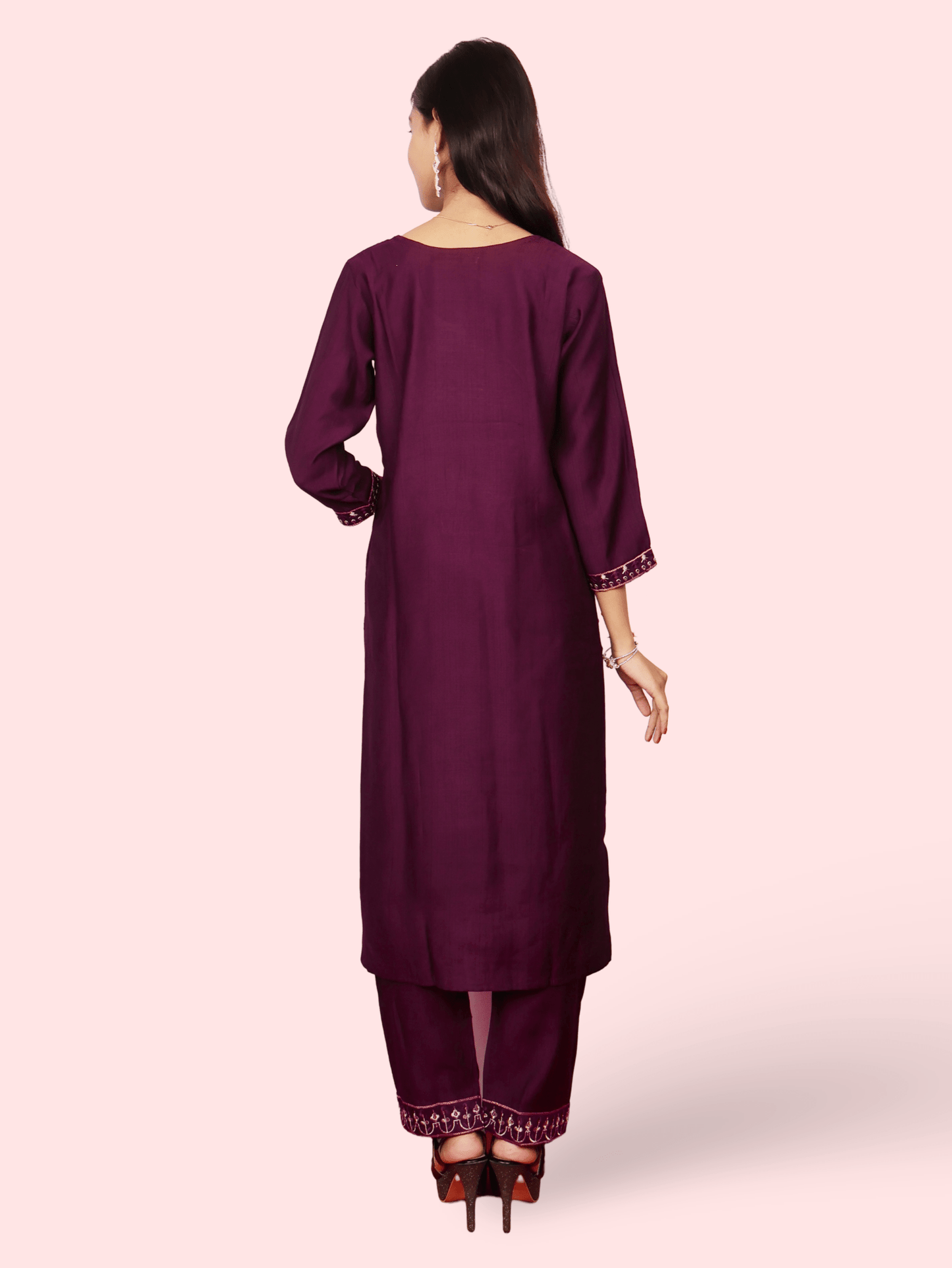 Rayon - Cotton Embroidered Straight Kurti with Pant and Dupatta - UrbanNest Co