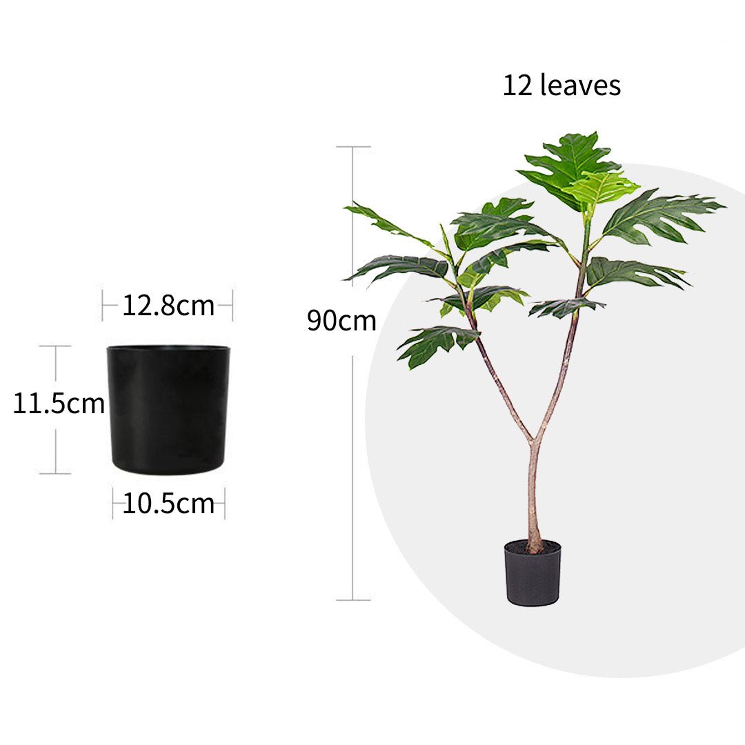 SOGA 4X 90cm Artificial Natural Green Split - Leaf Philodendron Tree Fake Tropical Indoor Plant Home Office Decor - UrbanNest Co