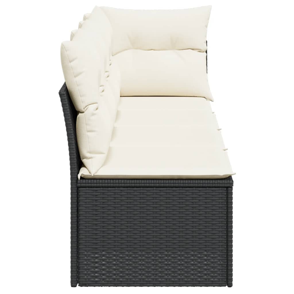 NNEVL Garden Sofa with Cushions 4 - Seater Black Poly Rattan - UrbanNest Co