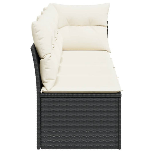 NNEVL Garden Sofa with Cushions 4 - Seater Black Poly Rattan - UrbanNest Co