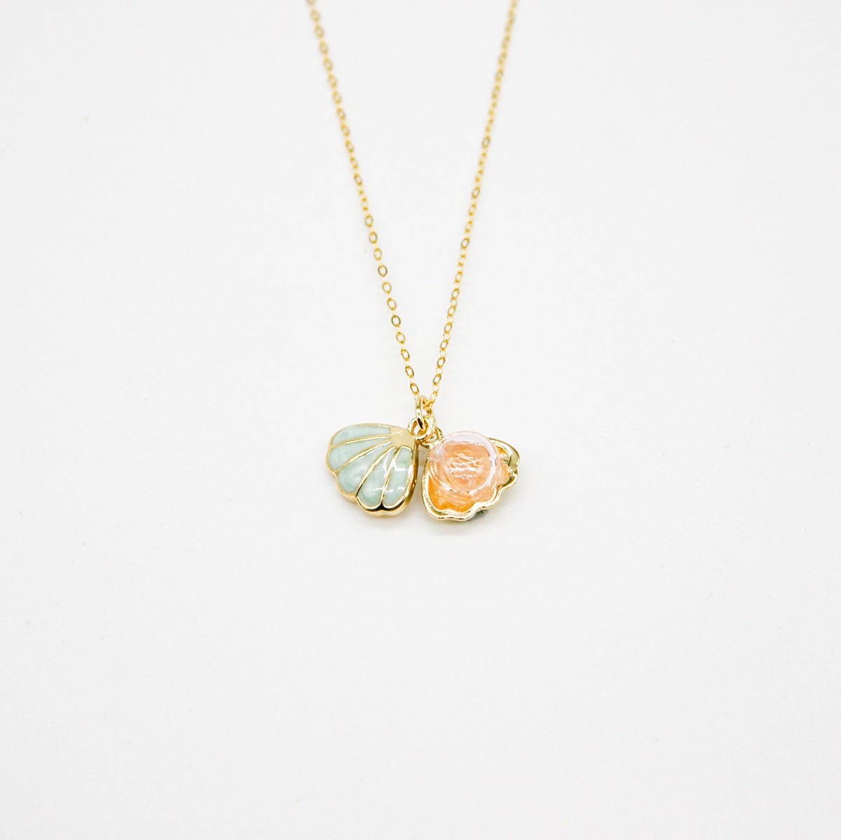 Green Shell Murano Aroma Necklace - Paradise Peach | Energy & Healing | Diffuse on the go | Sterling Silver Gift - UrbanNest Co