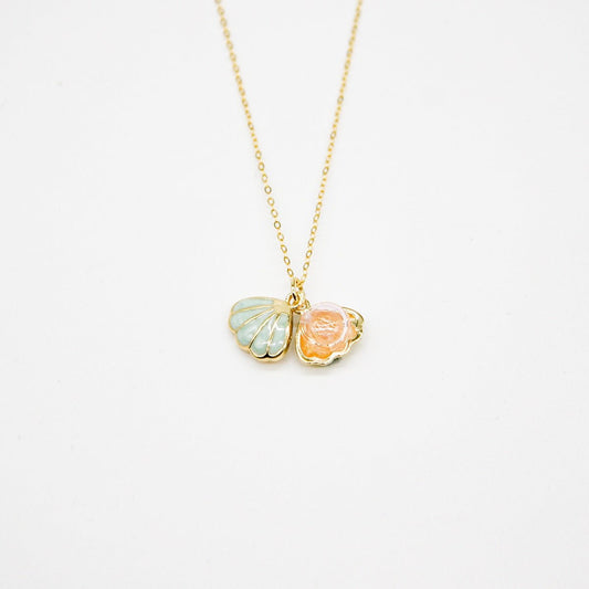 Green Shell Murano Aroma Necklace - Paradise Peach | Energy & Healing | Diffuse on the go | Sterling Silver Gift - UrbanNest Co