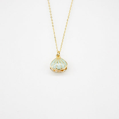 Green Shell Murano Aroma Necklace - Paradise Peach | Energy & Healing | Diffuse on the go | Sterling Silver Gift - UrbanNest Co
