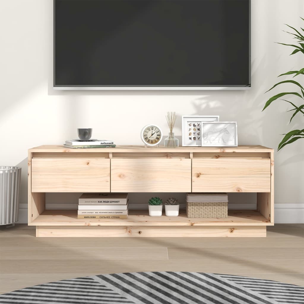 NNEVL TV Cabinet 110.5x34x40 cm Solid Wood Pine - UrbanNest Co