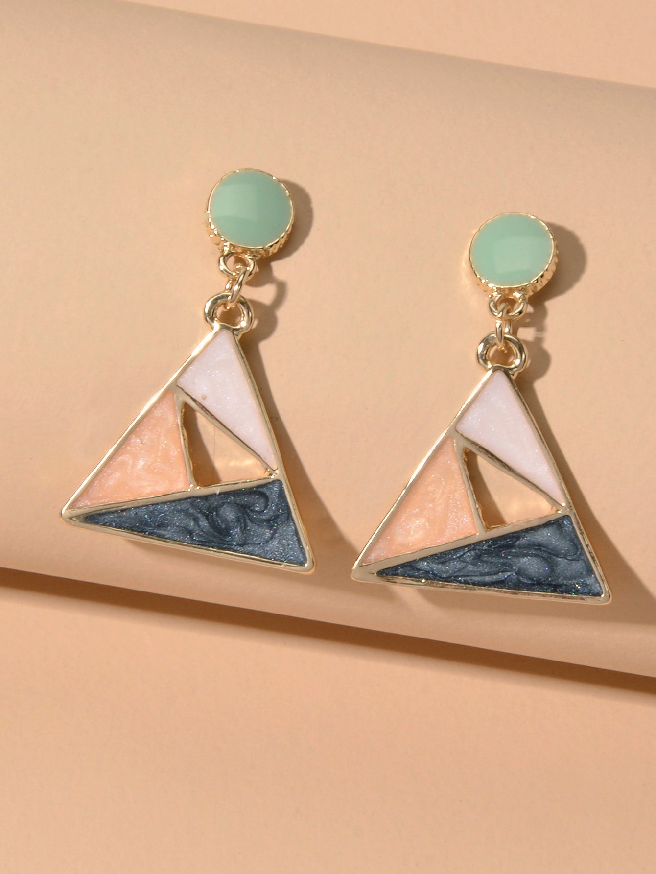 Trendy Multi - colored Enamel Triangle Geometric Dangle Party Designer Earrings - UrbanNest Co