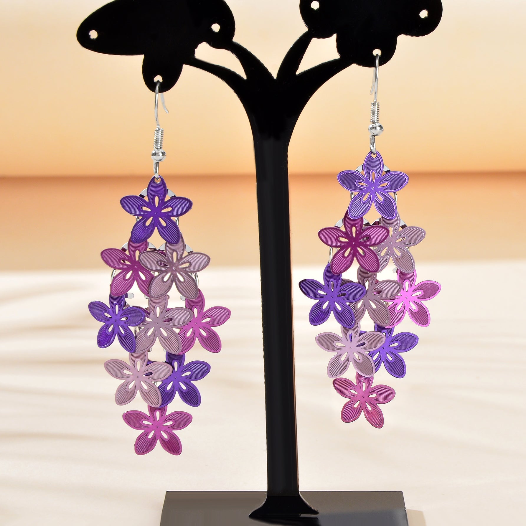 Fashion Colorful Multiple Layered Flower Dangle Chandelier Earrings Women Party Jewelry Accessories - UrbanNest Co