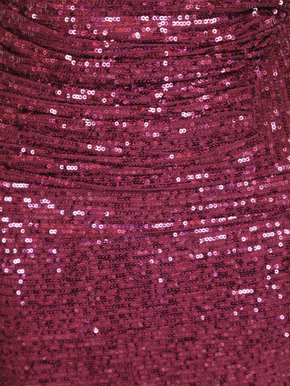 Wine Sequins One - Shoulder Maxi Party Dress by Shreekama - UrbanNest Co