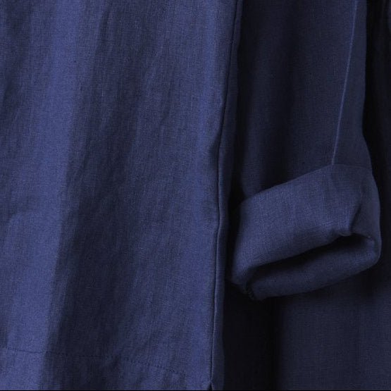 Linen Pyjama Set in Navy - UrbanNest Co