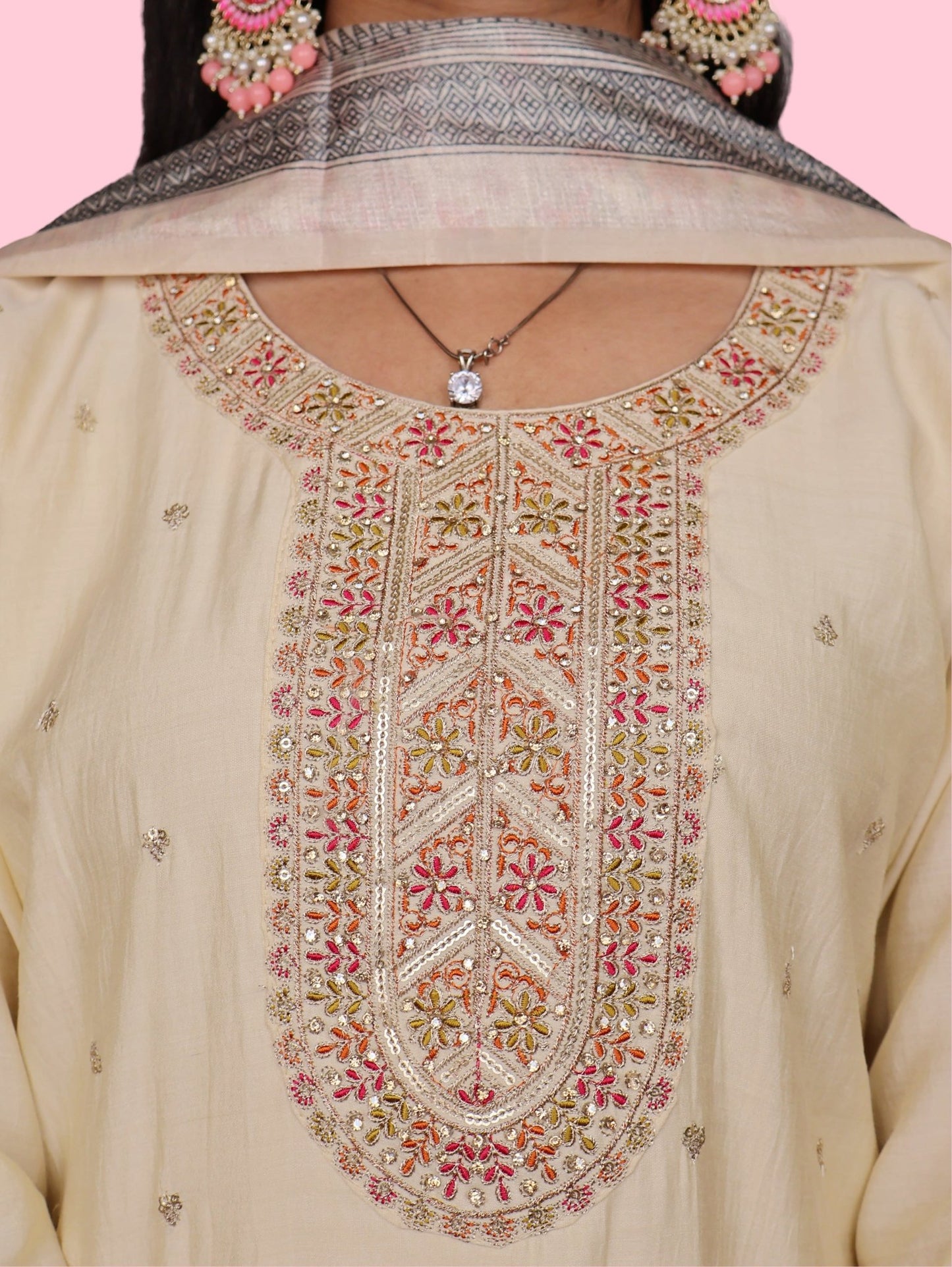 Women's Silk Kurta - Pant, and Dupatta Set - UrbanNest Co