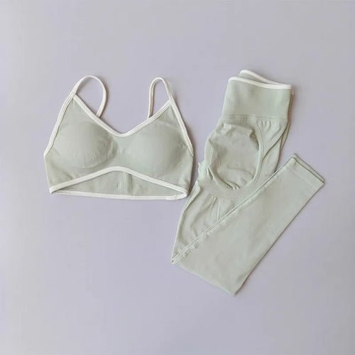 2PCS High Waisted Sports Bra Set with Contrasting Small Suspender - UrbanNest Co