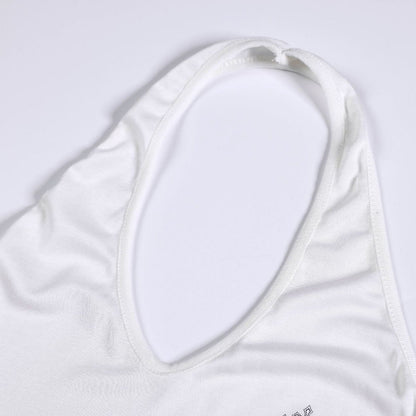 Gothic Letter Print Backless Design Pure Seductive Style Sleeveless Crop Top - UrbanNest Co