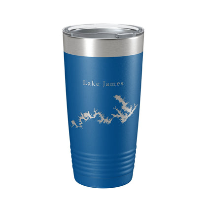 Lake James Map Tumbler Travel Mug Insulated Laser Engraved Coffee Cup North Carolina 20 oz - UrbanNest Co
