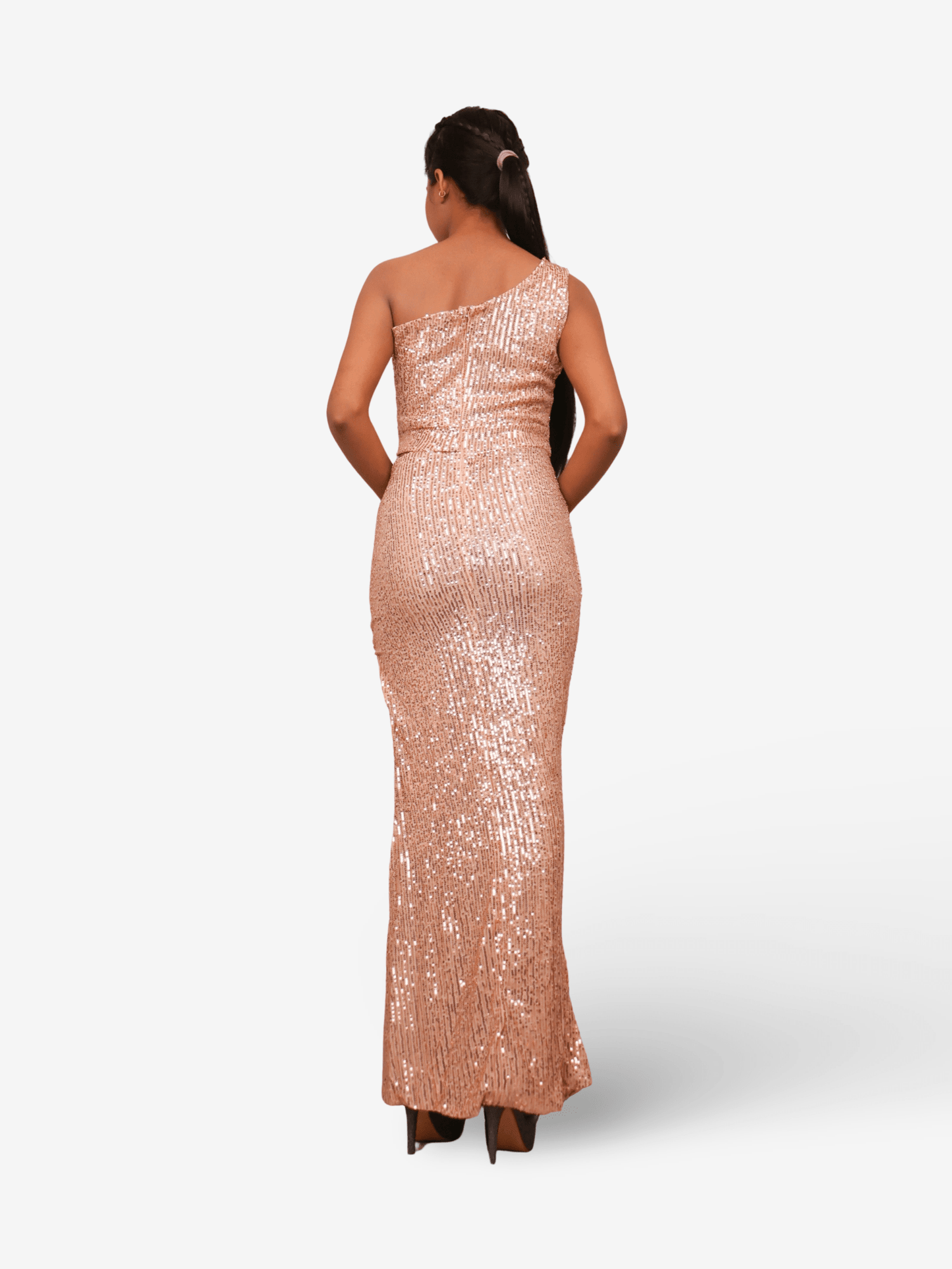 Sequins One - Shoulder Maxi Party Dress by Shreekama - UrbanNest Co