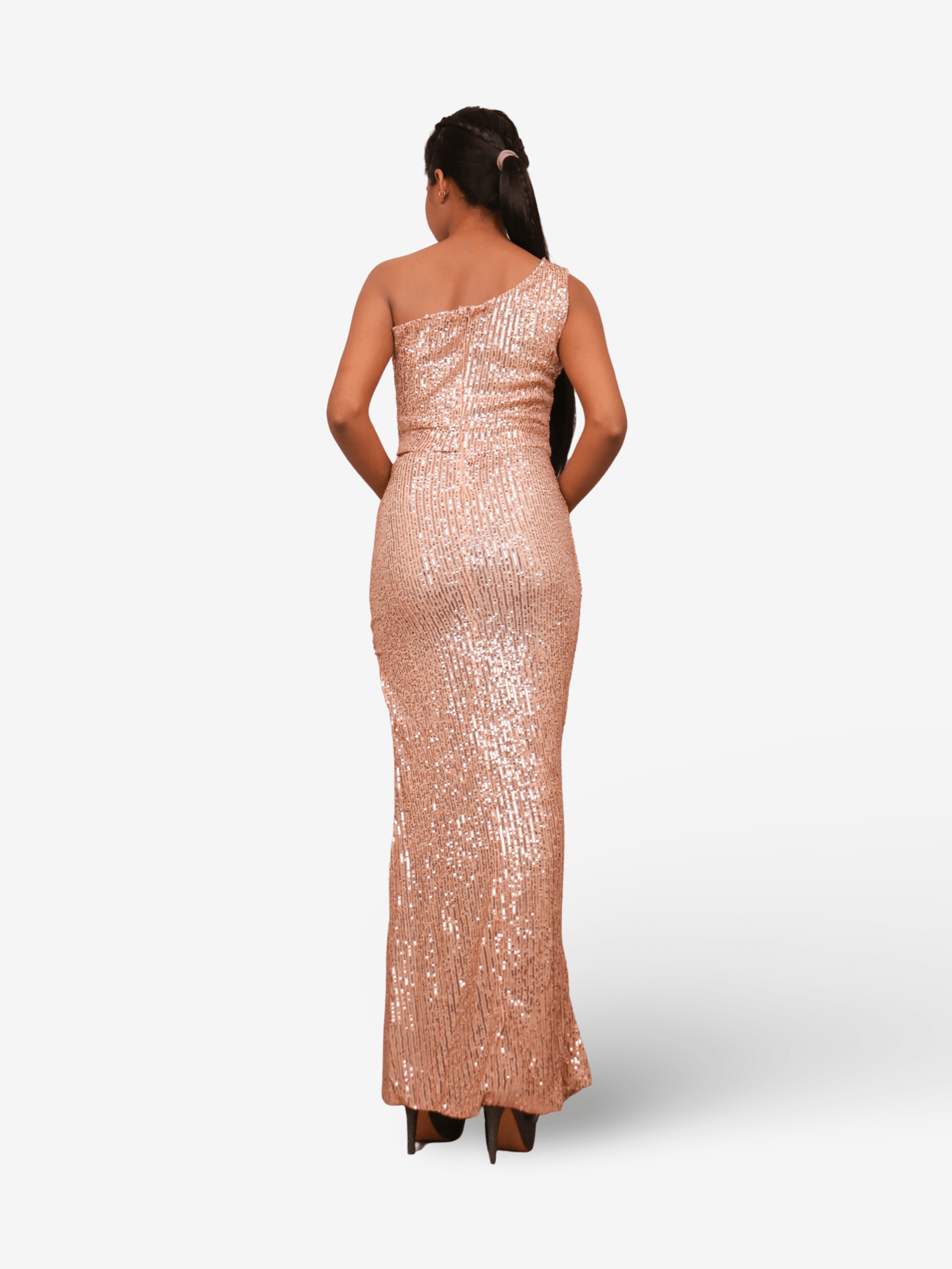 Sequins One - Shoulder Maxi Party Dress by Shreekama - UrbanNest Co