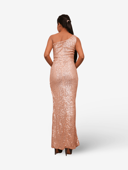 Sequins One - Shoulder Maxi Party Dress by Shreekama - UrbanNest Co