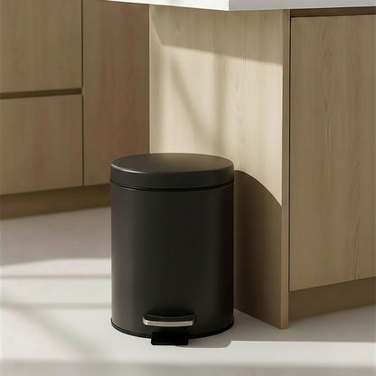 SOGA 2X Foot Pedal Stainless Steel Rubbish Recycling Garbage Waste Trash Bin Round 12L Black - UrbanNest Co