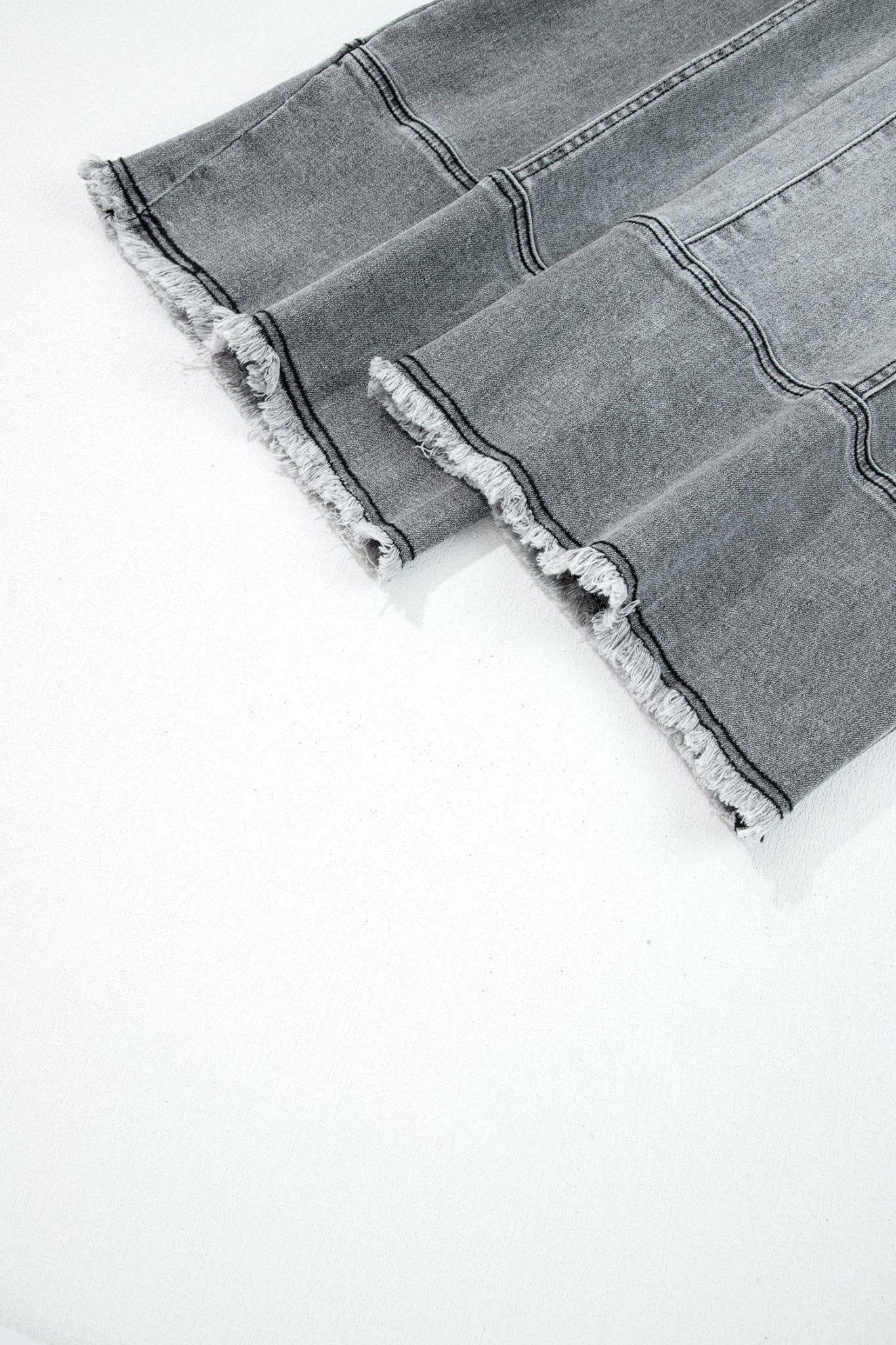 Denim Raw Hem Drawstring Wide Leg Pants - UrbanNest Co