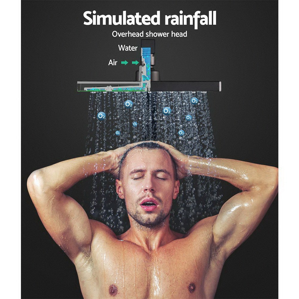 NNEDSZ 8 Rain Shower Head Taps Square Handheld High Pressure Wall Black - UrbanNest Co