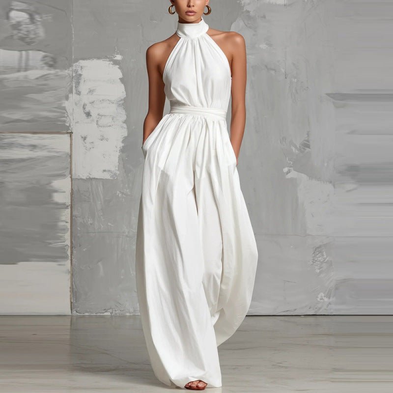 2026 Women's stylish waist - cinching lace - up pleated jumpsuit - UrbanNest Co