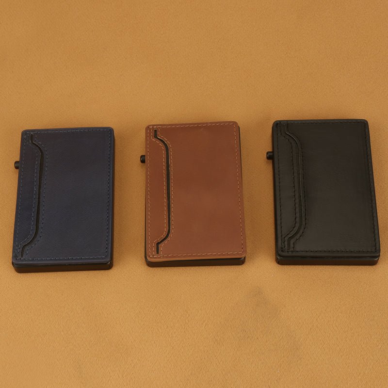 TOYFID Wallet With PU Leather Cover,Aluminum Alloy Pop Up Wallet Holder Card - UrbanNest Co
