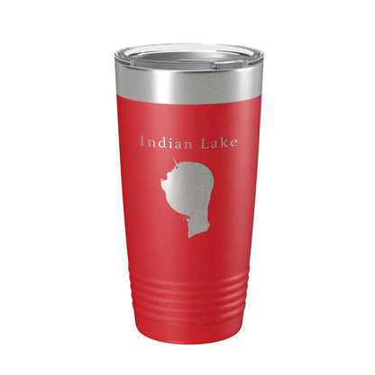 Indian Lake Map Tumbler Travel Mug Insulated Laser Engraved Coffee Cup Silver Creek Township Michigan 20 oz - UrbanNest Co