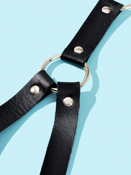 Punk Black PU Leather Body Belly Harness Waist Chain Rave Adjustable Nightclub Body Jewelry - UrbanNest Co
