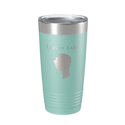 Indian Lake Map Tumbler Travel Mug Insulated Laser Engraved Coffee Cup Silver Creek Township Michigan 20 oz - UrbanNest Co