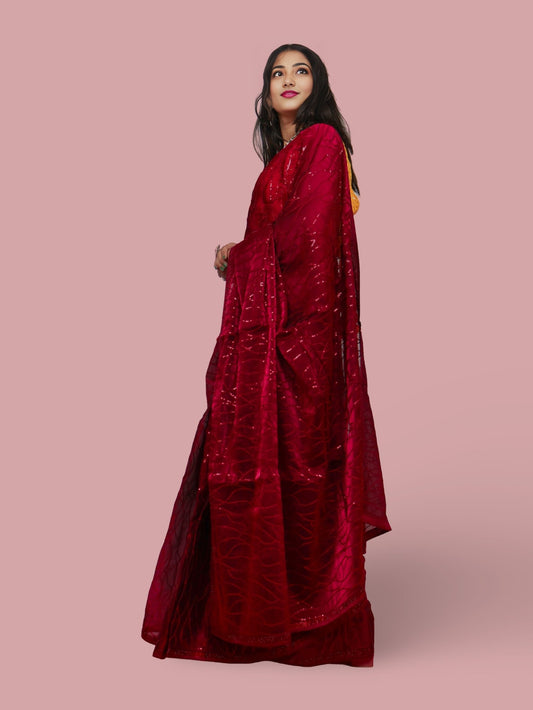 Designer Saree with Heavy Sequin & Stone Work by Shreekama - UrbanNest Co