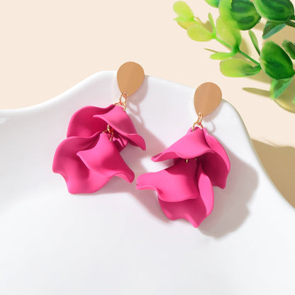 1pair Elegant Flower Petal Dangle Earrings for Women Daily Dating Party Jewelry - UrbanNest Co