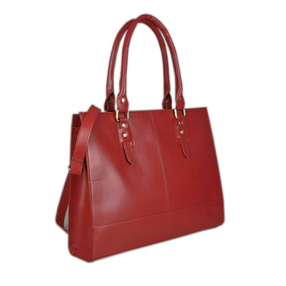The Signature 17" Leather Laptop Bag, Red - UrbanNest Co