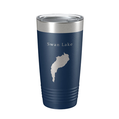 Swan Lake Map Tumbler Travel Mug Insulated Laser Engraved Coffee Cup Maine 20 oz - UrbanNest Co