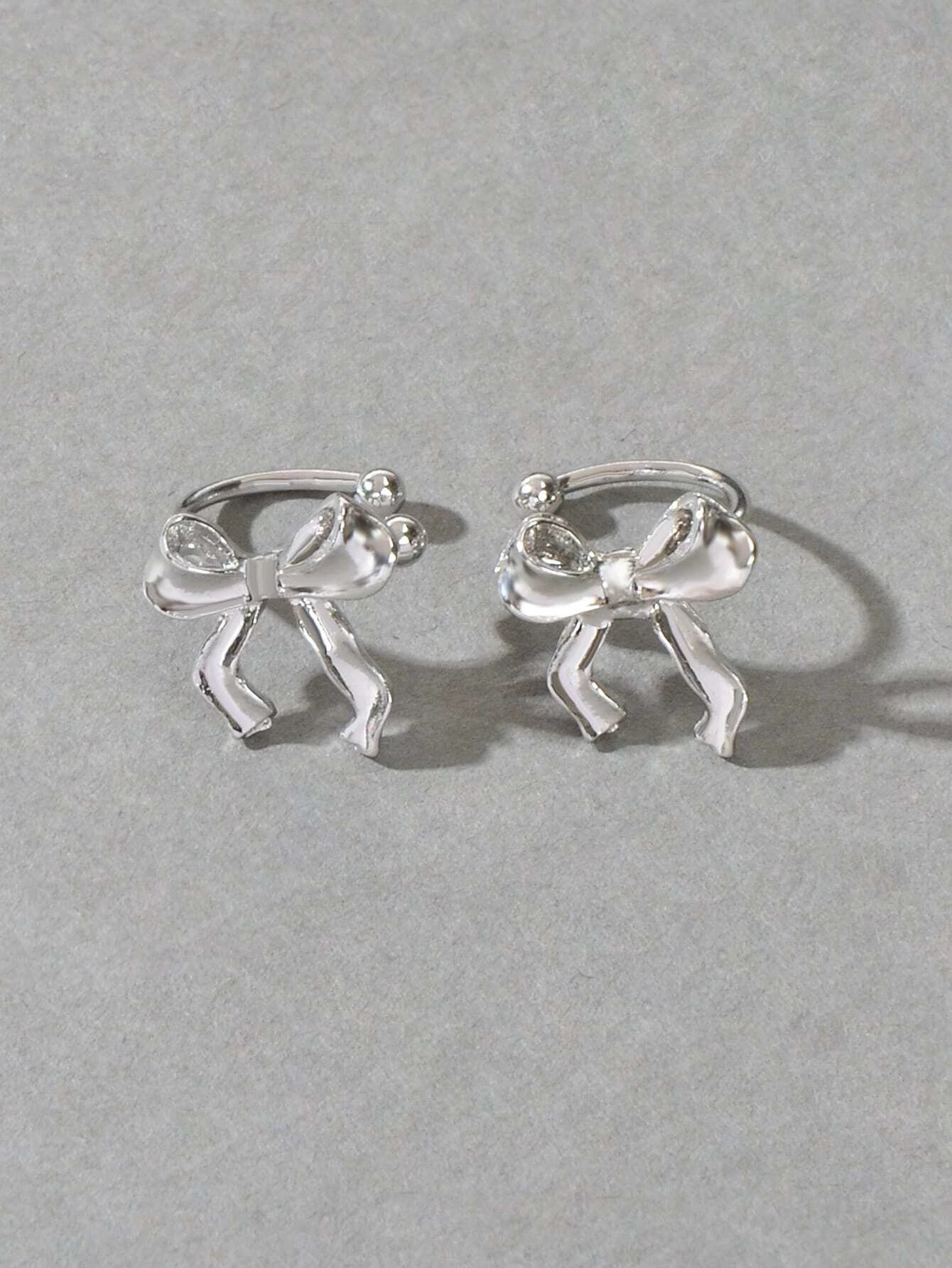Cartilage Jewelry Clip on Design Silver Bowknot Ear Cuff Women Girls Earrings - UrbanNest Co
