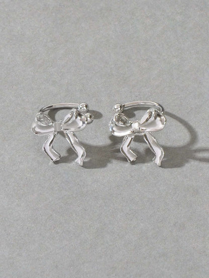Cartilage Jewelry Clip on Design Silver Bowknot Ear Cuff Women Girls Earrings - UrbanNest Co