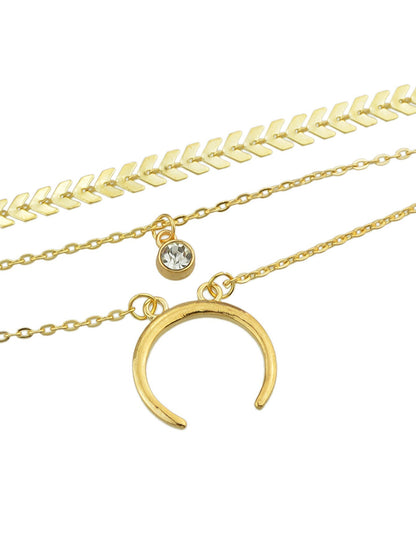 Boho Chic Jewelry Multi - layer Gold Silver Chain Rhinestone Horns Charm Necklace - UrbanNest Co