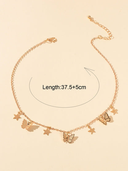 Trendy Gold Chain Star Butterfly Charm Collar Necklace Women Party Decoration - UrbanNest Co