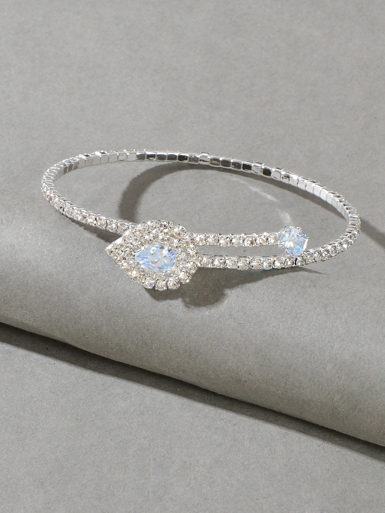 Perfect Wedding Engagement Jewellery Full Zirconia Decor Silver Bangle Bracelet - UrbanNest Co