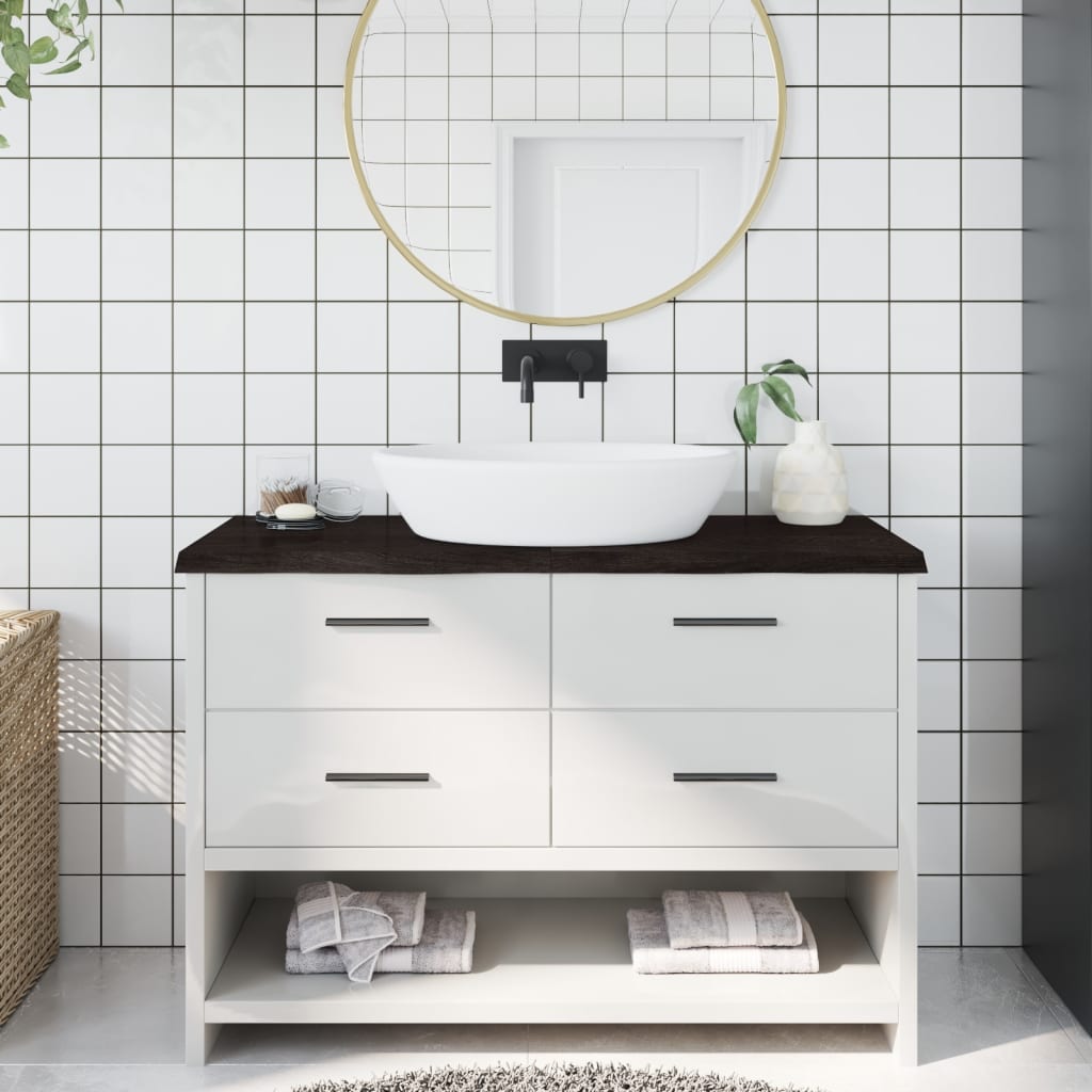 NNEVL Bathroom Countertop Dark Brown 120x50x4 cm Treated Solid Wood - UrbanNest Co