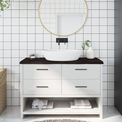 NNEVL Bathroom Countertop Dark Brown 120x50x4 cm Treated Solid Wood - UrbanNest Co