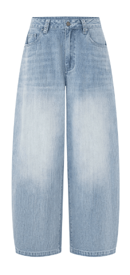 iamxiaa* Low - Rise Loose Jeans in Light Blue Aged Wash - UrbanNest Co