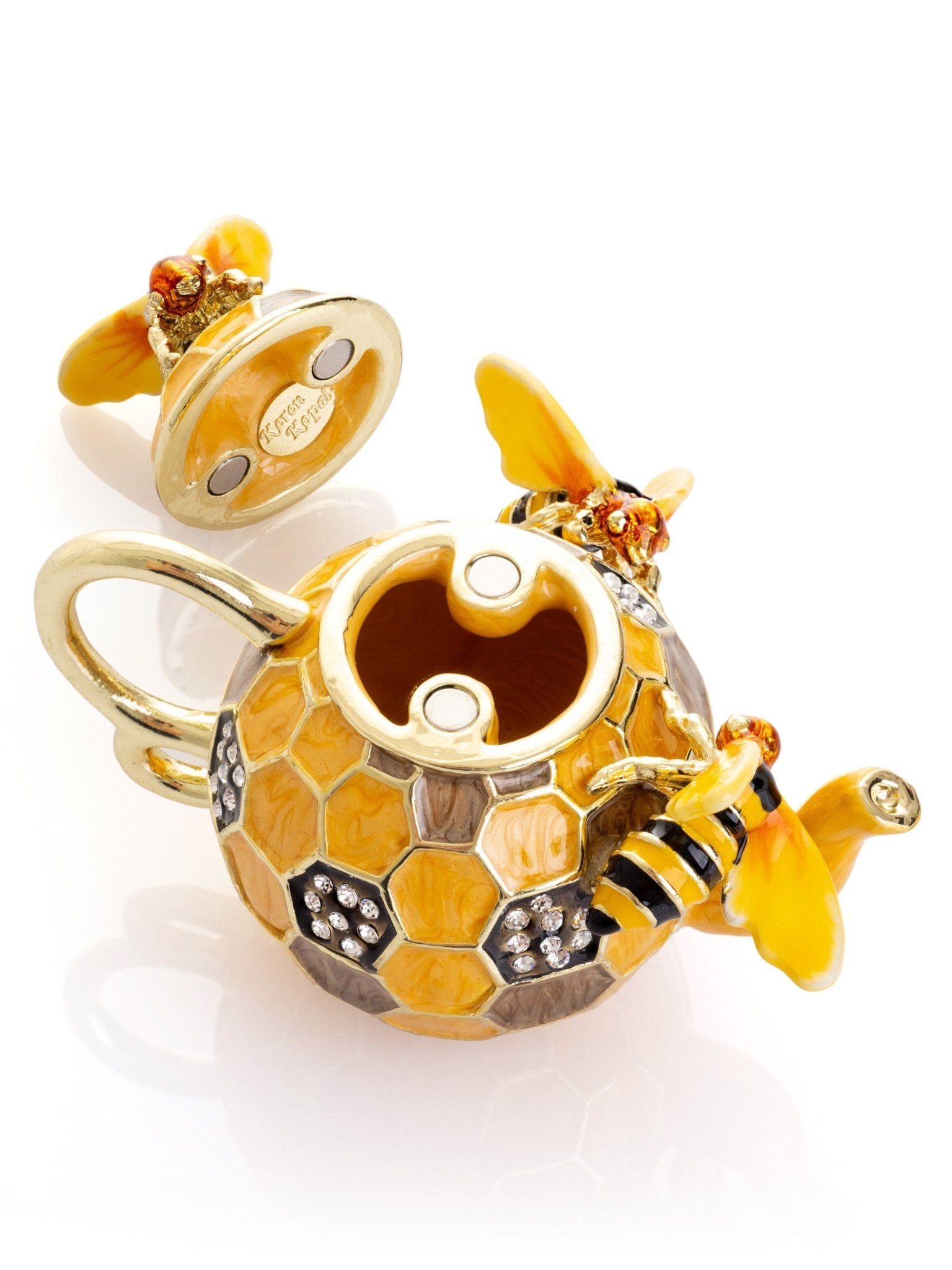 Bee & Honeycomb Teapot Trinket Box by Keren Kopal - UrbanNest Co