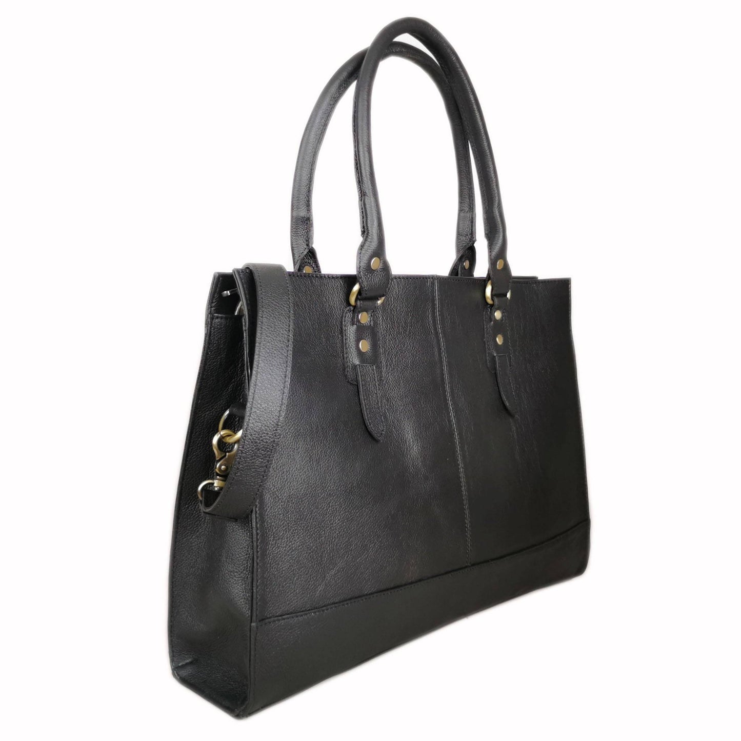 The Signature 17" Leather Laptop Bag, Black - UrbanNest Co
