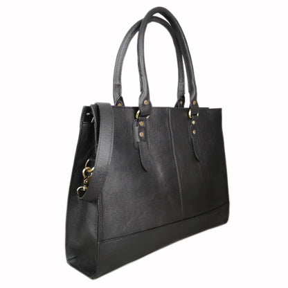 The Signature 17" Leather Laptop Bag, Black - UrbanNest Co