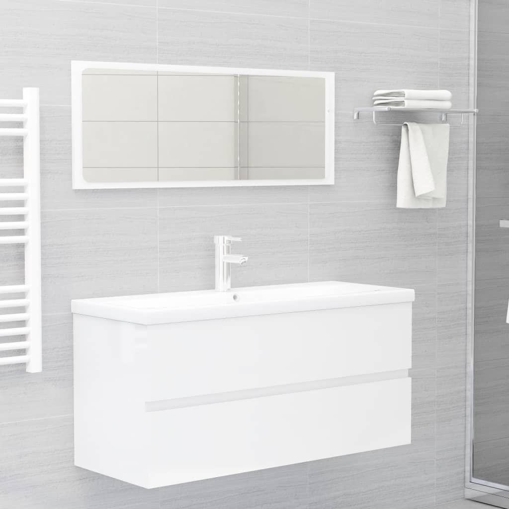 NNEVL 2 Piece Bathroom Furniture Set High Gloss White Chipboard - UrbanNest Co