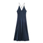 A - line silk satin texture long dress - UrbanNest Co
