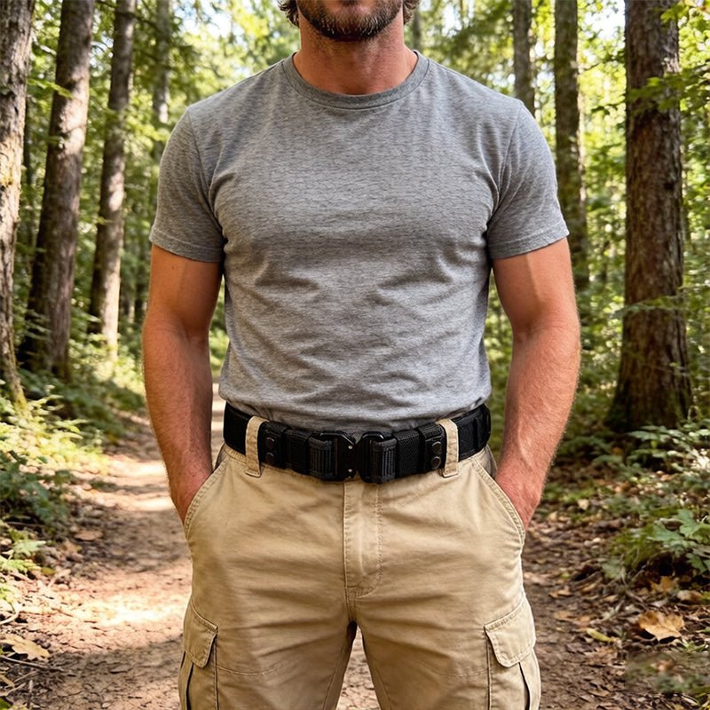 Tactical Alloy Buckle Belt - Black Multifunctional Outdoor Belt for Men, Extended Training Belt - UrbanNest Co
