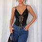 Solid Color Lace Strap Bodysuit V - neck Sexy Bodycon One - piece Dress for Women - UrbanNest Co