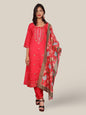 Rayon - Cotton Embroidered Straight Kurti with Pant and Dupatta - UrbanNest Co