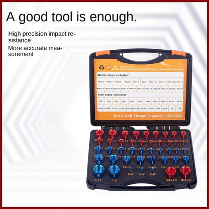 Extrusion Nut Bolt Thread Gauge Set, 44 - Piece Metric and Imperial Thread Checker for Aluminum Profile Processing - UrbanNest Co