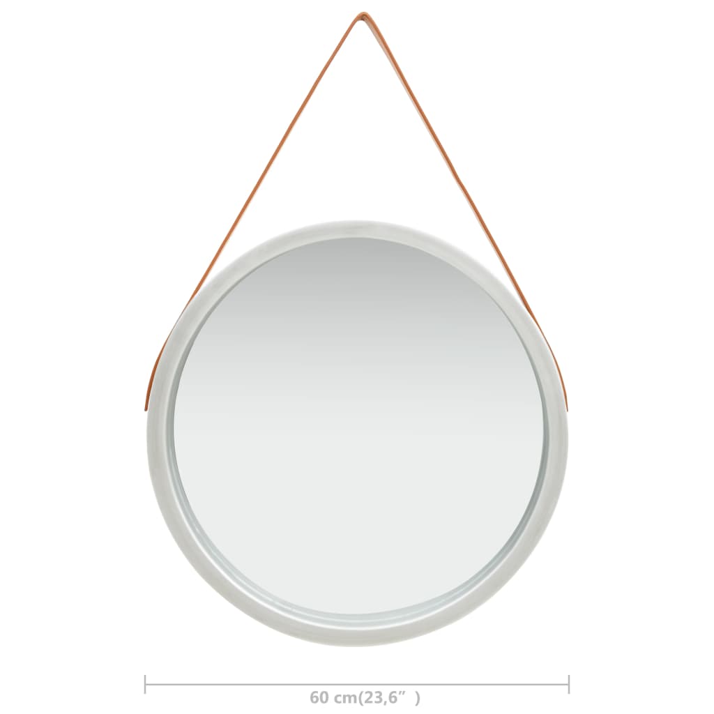 NNEVL Wall Mirror with Strap 60 cm Silver - UrbanNest Co